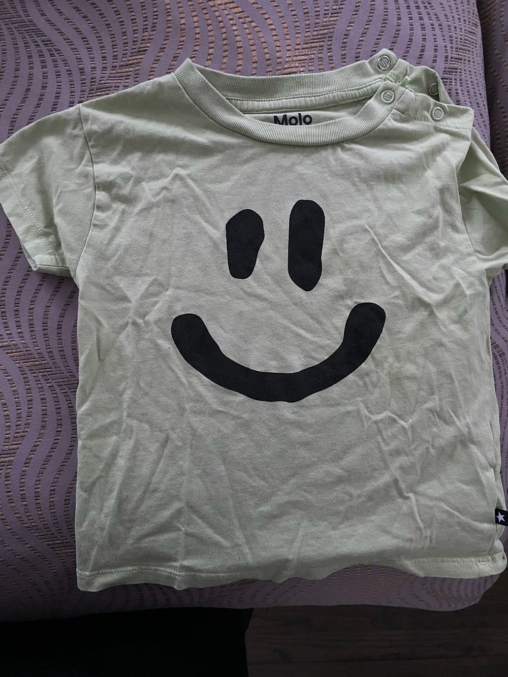 Molo Pale Green Tee with Black Smiley